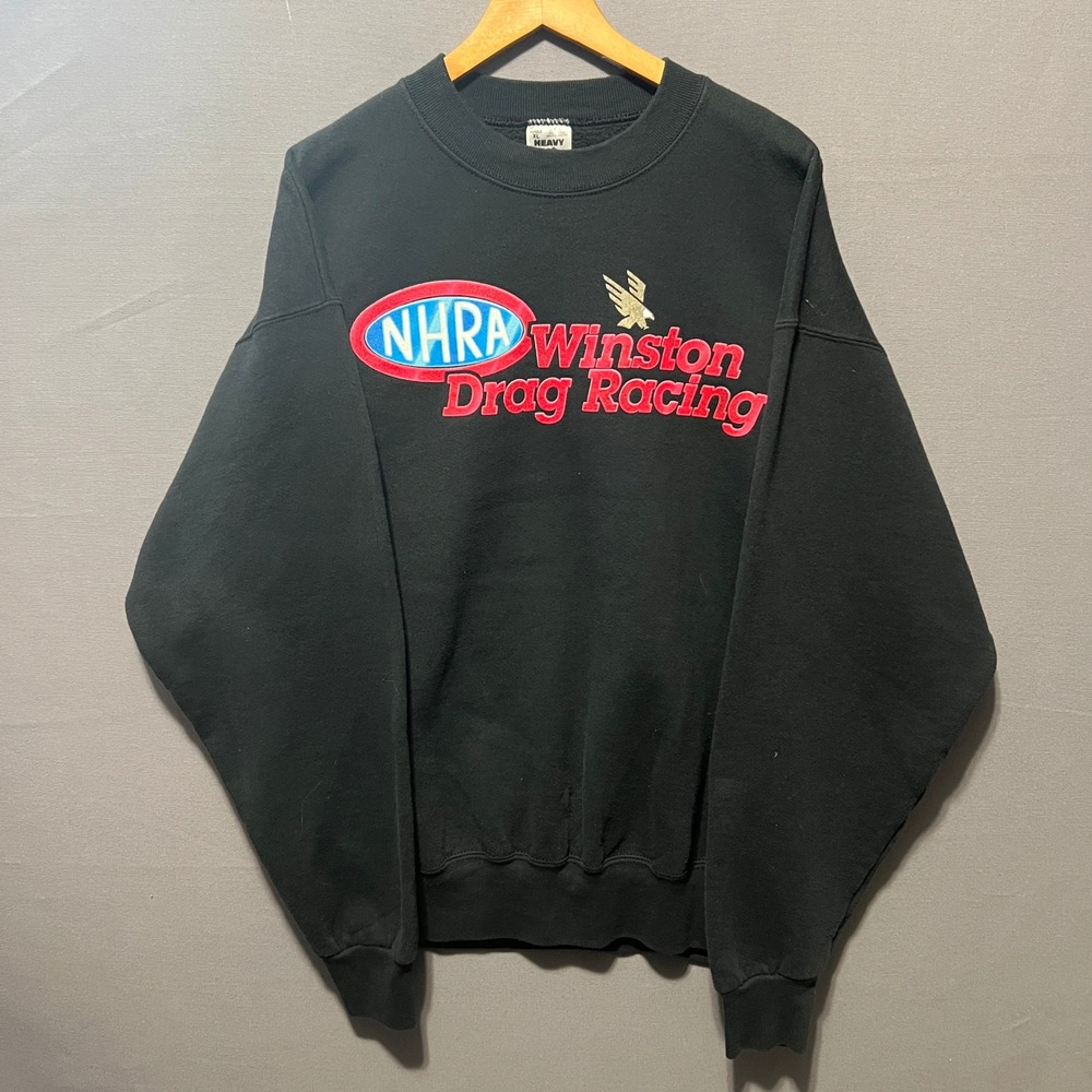 Vintage NHRA Winston Drag Racing Sweatshirt XL Black Speed Limit 325 Made in USA